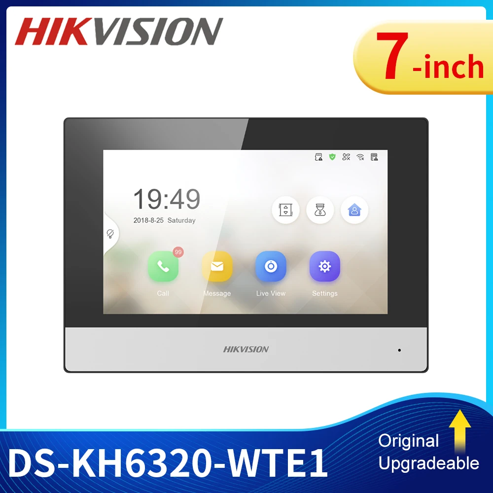 Дешево Hikvision DS-KH6320-WTE1 внутренний монитор POE с 7-дюймовым экраном, видеодомофоном, WIFI, громкоговорителем и микрофоном