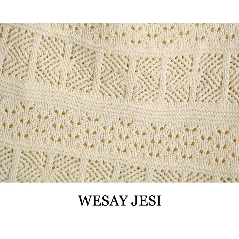

WESAY JESI Summer Women's Tube Top 2021 Fashion Women Clothing Casual Camisole Tank Top Knitted Hollow Sleeveless Lace Female