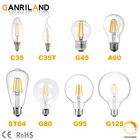 Лампа накалисветодиодный со светодиодной лампой Эдисона, Цоколь E27, 220 В, C35, G45, A60, ST64, G80, G95, G125