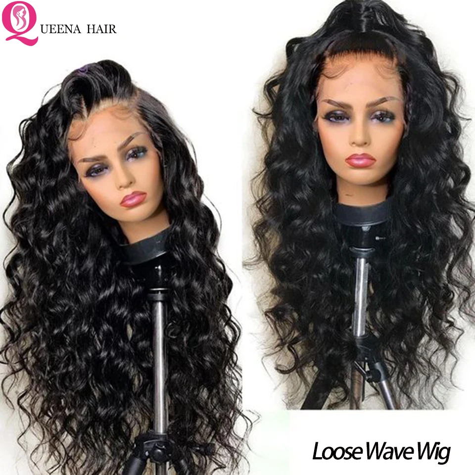 5x5 Transparent Lace Closure Wig 30 Inch Front Human Hair Wigs Pre Plucked Loose Wave Frontal Remy Brazilian | Шиньоны и парики