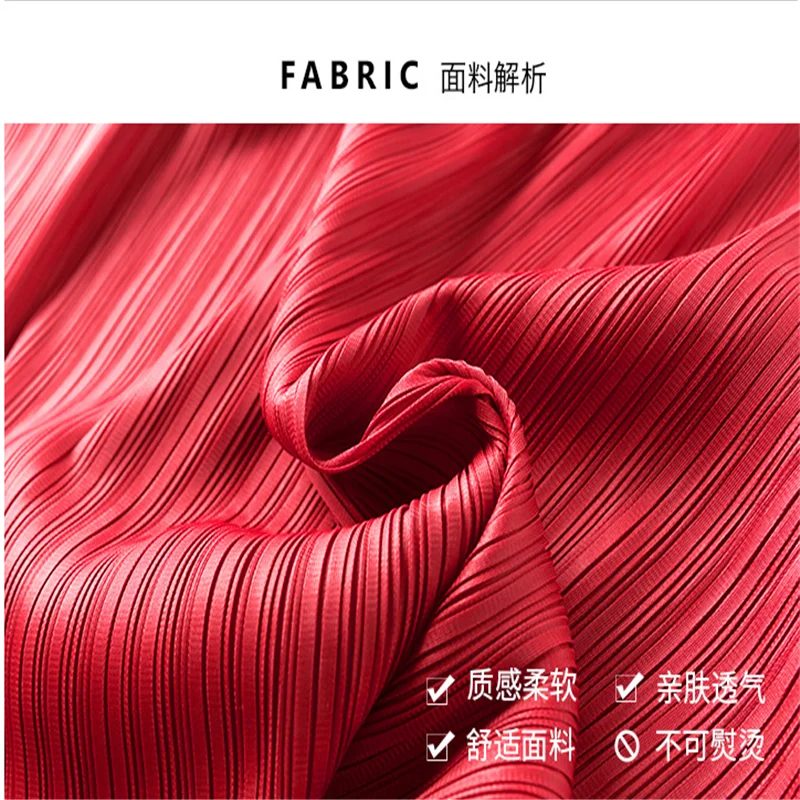 

Fashion casual loose large size Miyake fold two-piece suit 2021 spring new women's western style wide-leg pants suit women