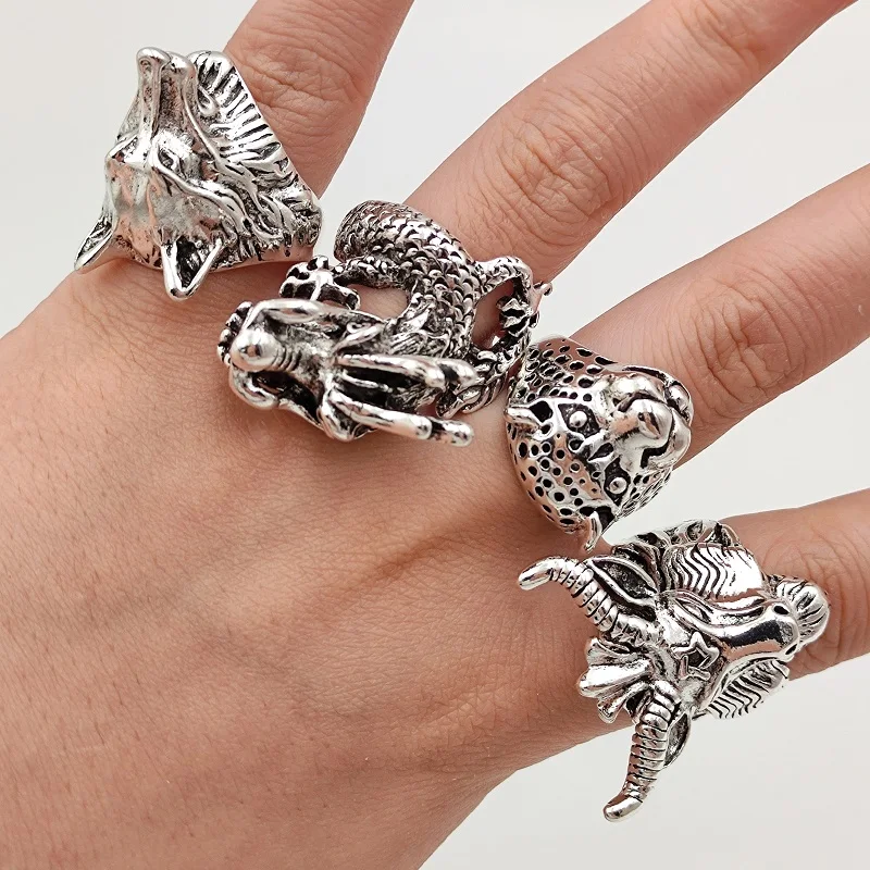кольцо мужское перстень мужской кольца для мужчин панк 20шт винтажное с животными