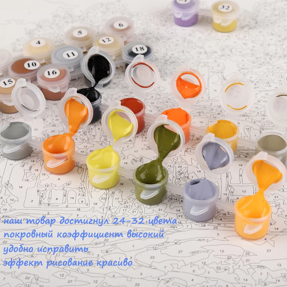 painting by numbers Animal Drawing On Canvas HandPainted Art Gift DIY Picture Paint By Number Wolf And Girl Kits Home Decoration | Дом и сад