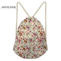 cartoon animals printed women drawstring bag daypack girls travel small backpack beach pouch drawstring holiday gift bags