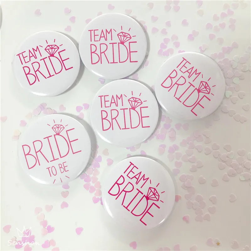 White Pink Team Bride Bridal Shower Party Badge Wedding Buttons to Be For Decor Supplies | Дом и сад