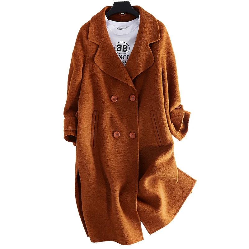 Новинка 2020 шерстяное Свободное пальто двустороннее длинный кашемировый костюм