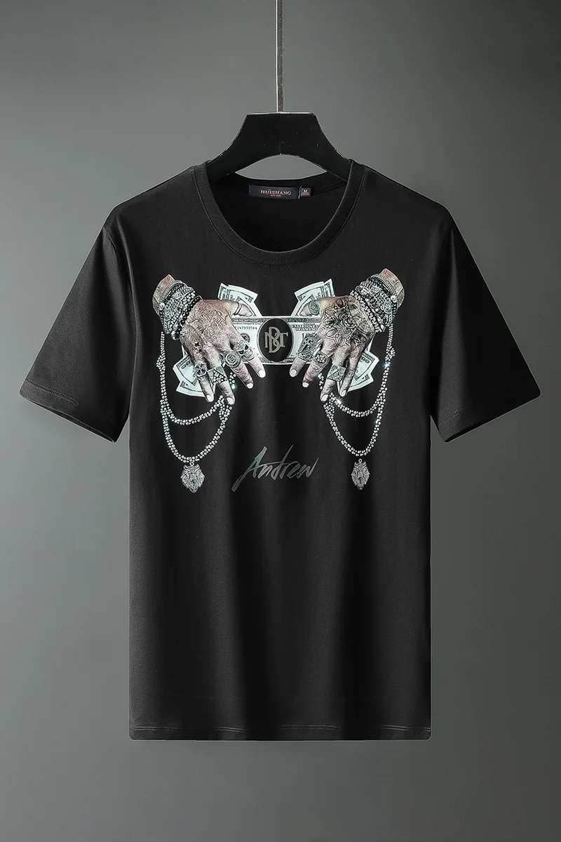 

Print Brand 3d T Shirt Men Summer Luxury Hot Drilling Shorts Sleeve Casual Tshirt Fashion Cotton Streetwear O-neck Tops Tees