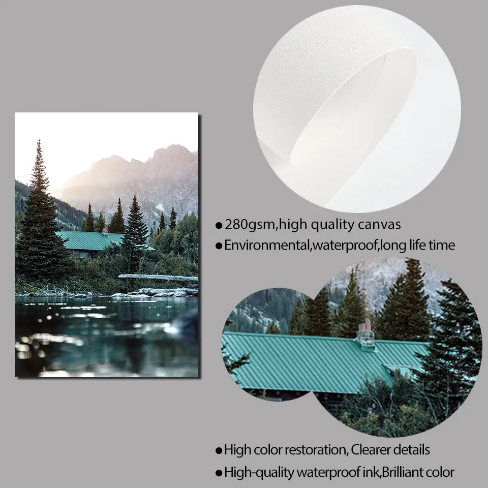 Северный лес плакат морской пейзаж настенная живопись природа холст