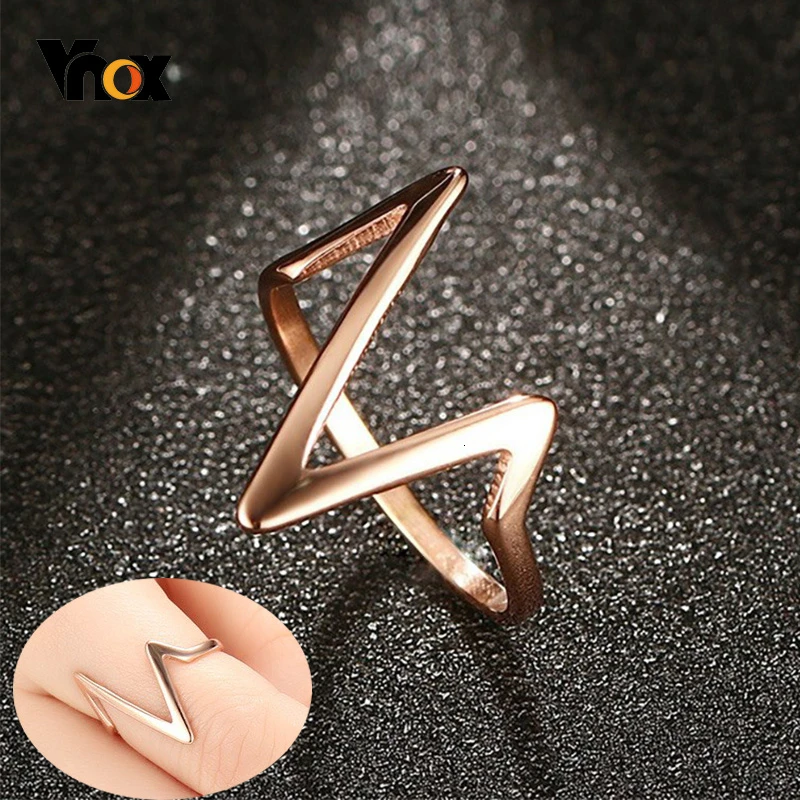 Vnox элегантные кольца из нержавеющей стали 585 цвета розового золота для женщин