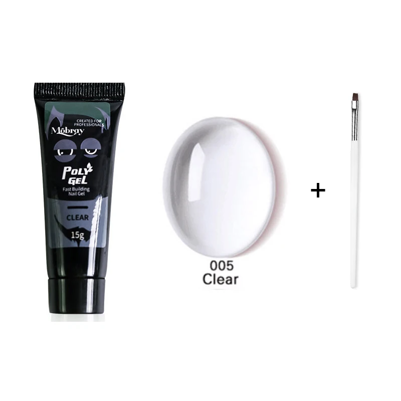 clear with Nail pen 15 мл, 9 цветов, гель для наращивания пальцев, строительный полигель, акриловый гель, полипрозрачный розовый УФ-гель, быстрое наращивание ногтей, камуфляж, светодиодный, твердый гель - Цвет: clear with Nail pen