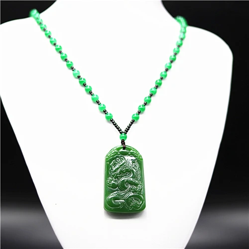 Натуральный зеленый китайский Нефритовый дракон кулон ожерелье очарование