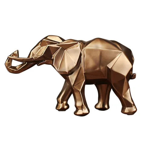 Абстрактная Золотая Статуя Слона ASFULL, полимерные украшения, аксессуары для украшения дома, подарок, Геометрическая полимерная золотая статуя слона