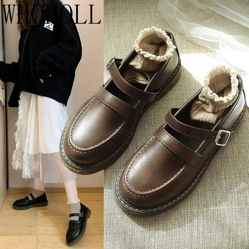 

British Small Leather Shoes Women's Platform Heels Sexy Autumn 2021 New Retro Thick-soled Lace-up Shoes