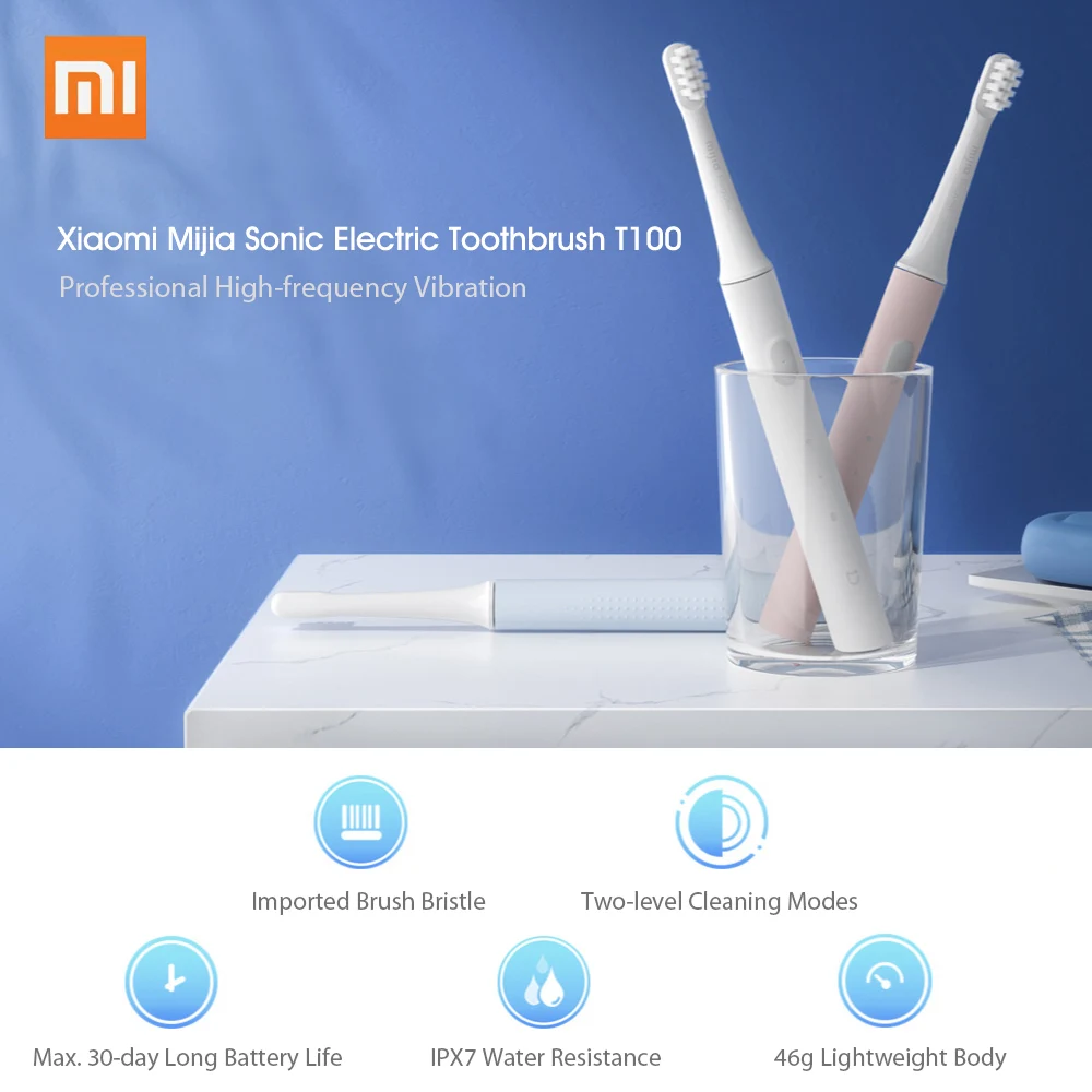 Xiaomi Mijia T100 звуковая электрическая зубная щетка для взрослых ультразвуковая