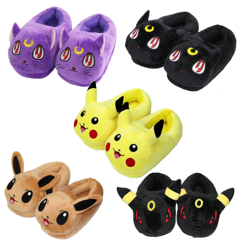 

Pokemon Cotton Slippers Snorlax Charmander Psyduck Mudkip Pikachu Eevee Leafeon Glacia Umbreon Plush Anime Plushie Shoes Gift