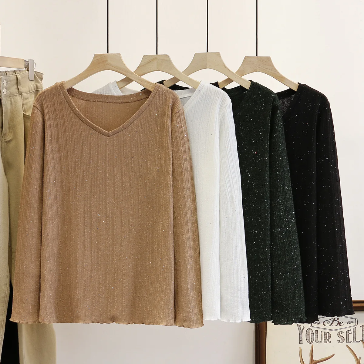 Fil-Lumiere трикотажные футболки женские 2020 Весна длинный рукав сплошной цвет топы