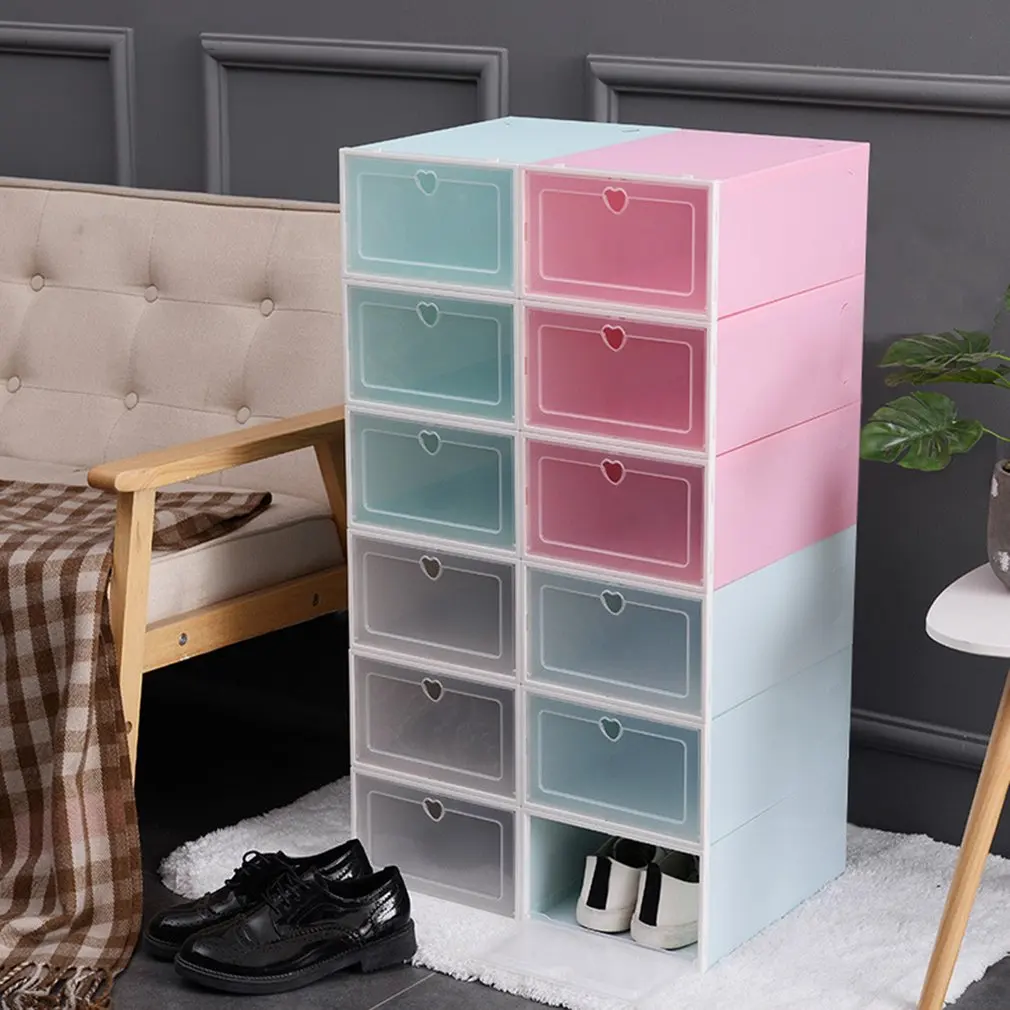 

Transparent shoe box storage shoe boxes thickened dustproof shoes organizer box can be superimposed combination shoe cabinet