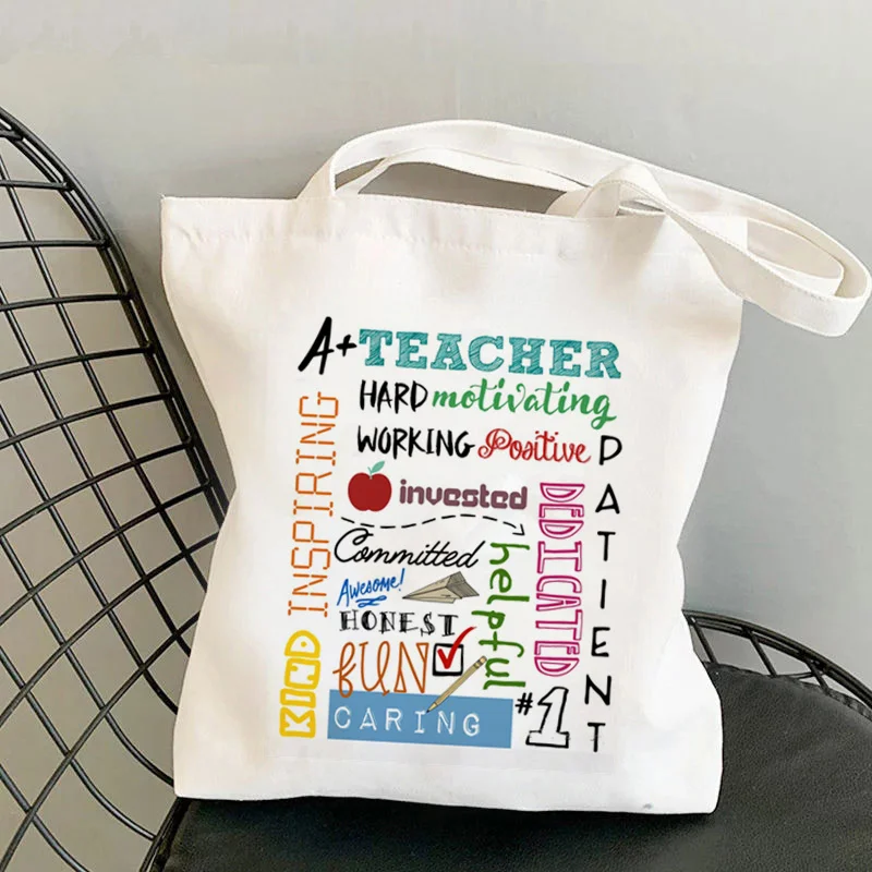 

Supplies Teacher Hard Motivating Printed Tote Bag women Harajuku shopper handbag Shoulder shopping bag Lady gift Canvas Bag