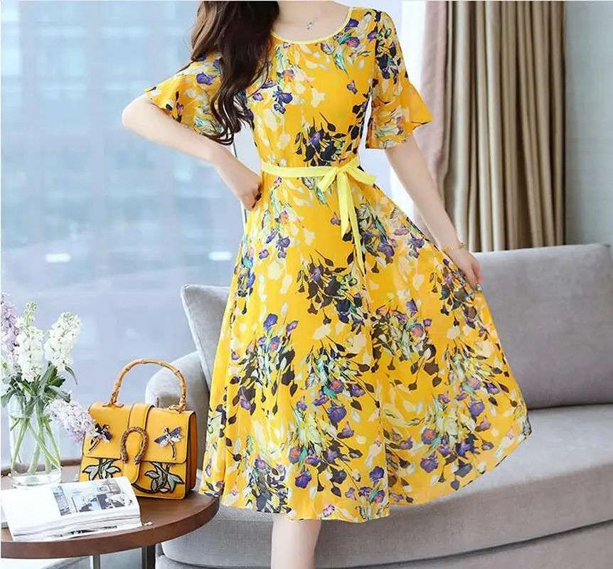 Модные женские шифоновые вечерние платья трапециевидной формы с бантом женская