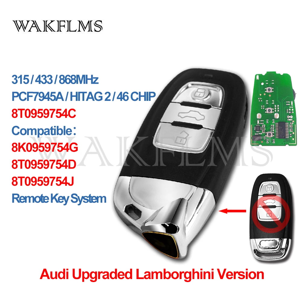 3 кнопки Smart дистанционный ключ брелок от машины для Audi A4 A5 Q5 без ключа 8T0959754C 8K0959754G