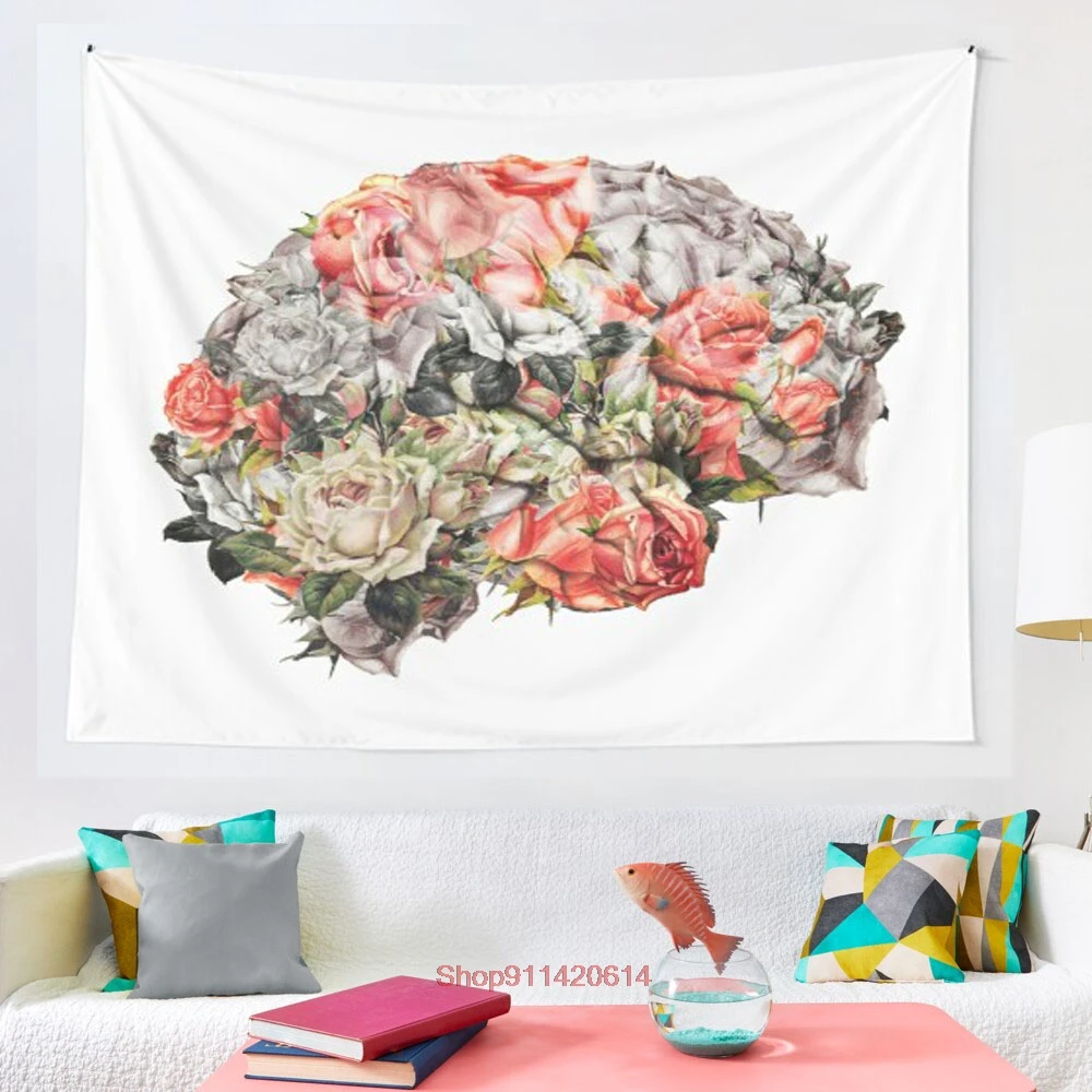 

Flower Brain tapestry Mosaic Style Hippie Boho Wall Tapestries Mandala Fabric Mat Living Room Decor