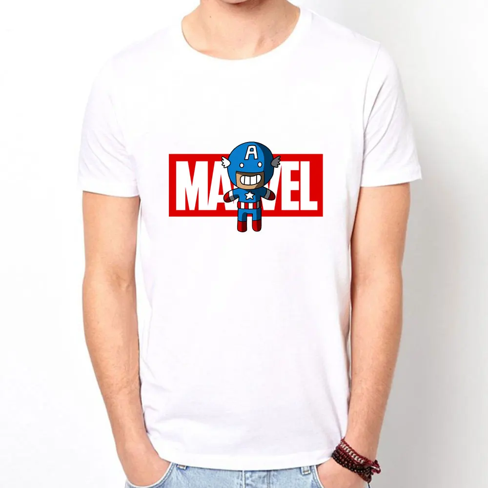 Мстители 2019 новая модная футболка Marvel с коротким рукавом Мужская принтом