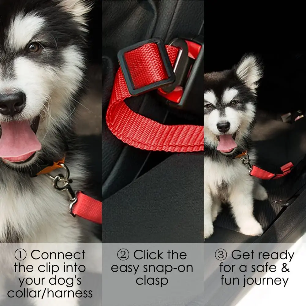 

Adjustable Dog Cat Car Safety Belt Pet Seat Vehicle Seat Belt Harness Dog Lead Clip Pet Supplies Safety Lever Traction Collar