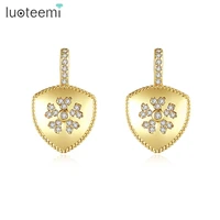 luoteemi 2020 fashion jewelry geometric drop earring cubic zircon stone earrings with tiny snowflake for women christmas