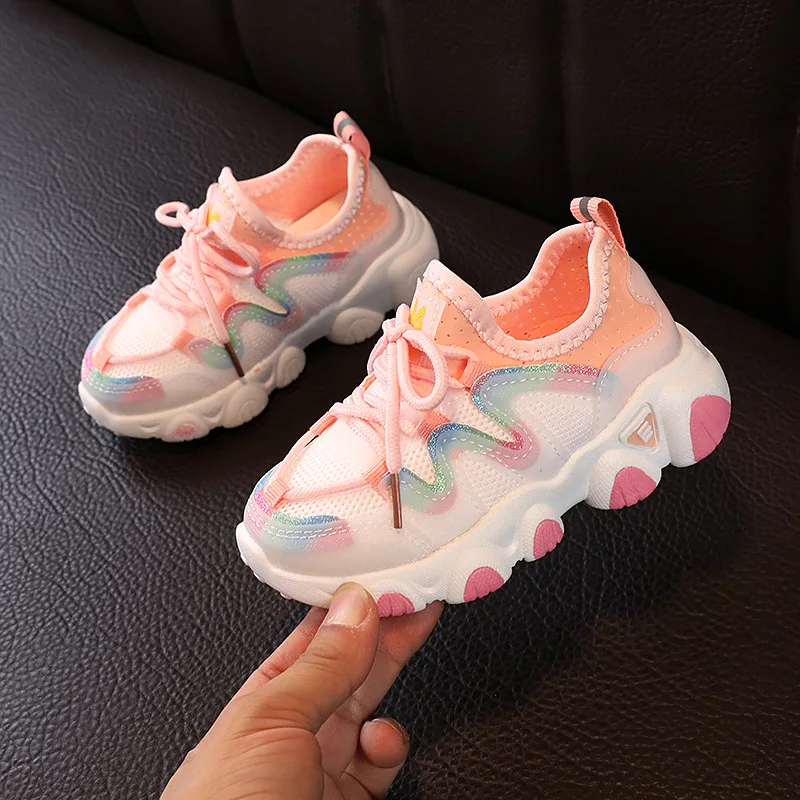 

Kids Sport Shoes Autumn Fashion Mesh Breathable Girls Sneakers 2021 New Baby Boy Shoes Non-slip SYR012