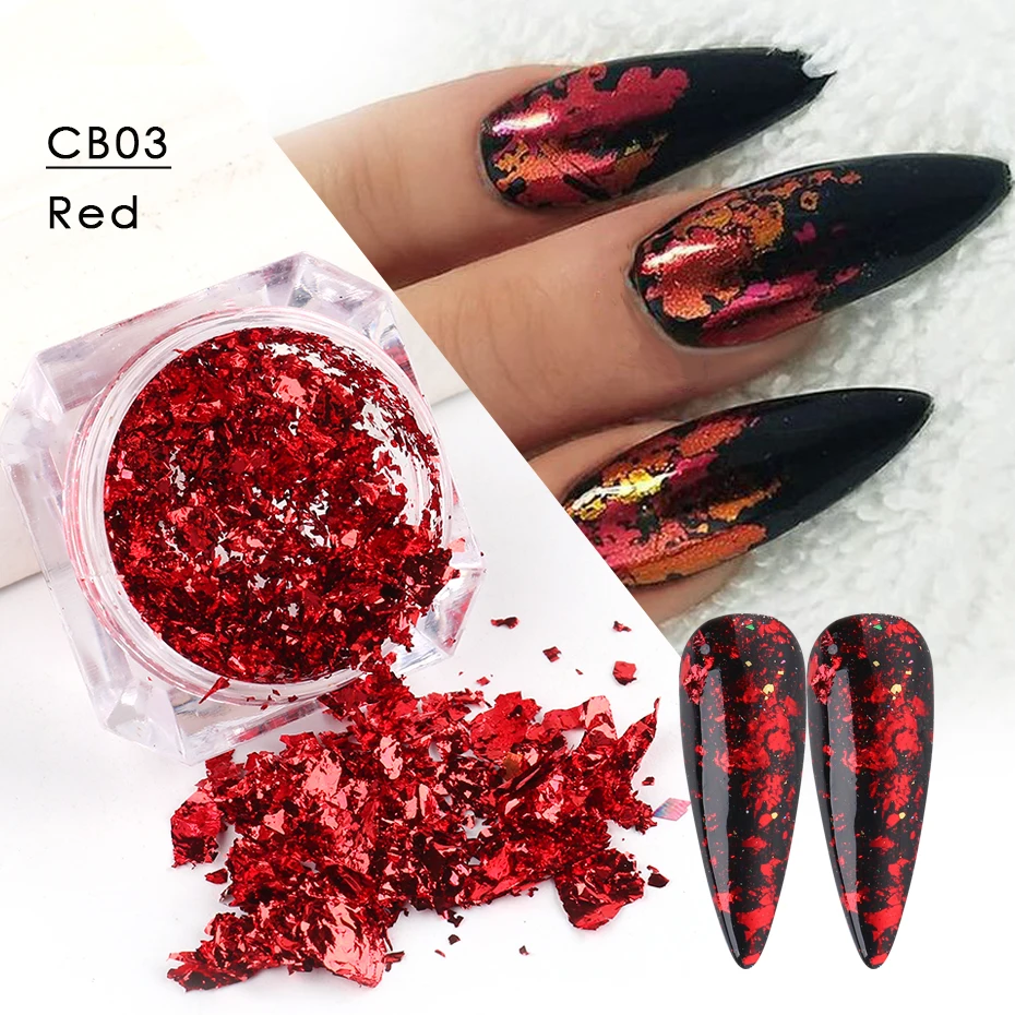 

1box Aluminum Nail Cut Foil Transfer Decal Irregular Flakes Manicuring Sequins Laser Silver Gold Bronze Nail Sticker BECB01-08-1