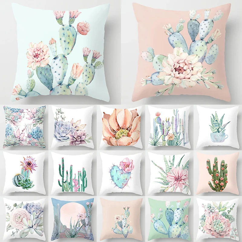 Тропический кактус суккулент узор чехол для подушки из полиэстера декоративное