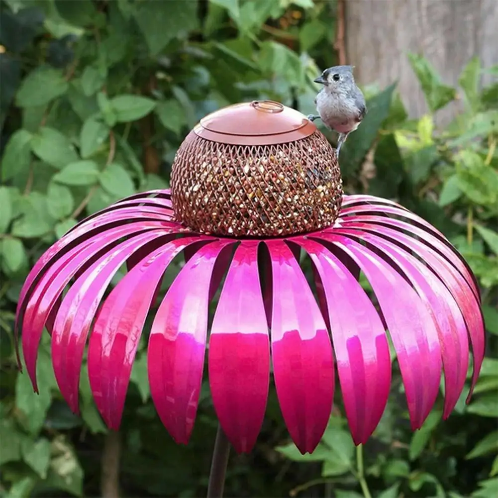 Розовая кормушка для птиц Coneflower уличное украшение оконная садовых цветов
