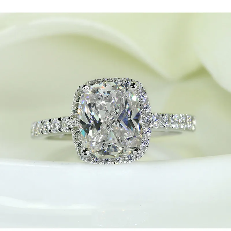 CC 925 серебряные ювелирные кольца для женщин прямоугольный кубический цирконий