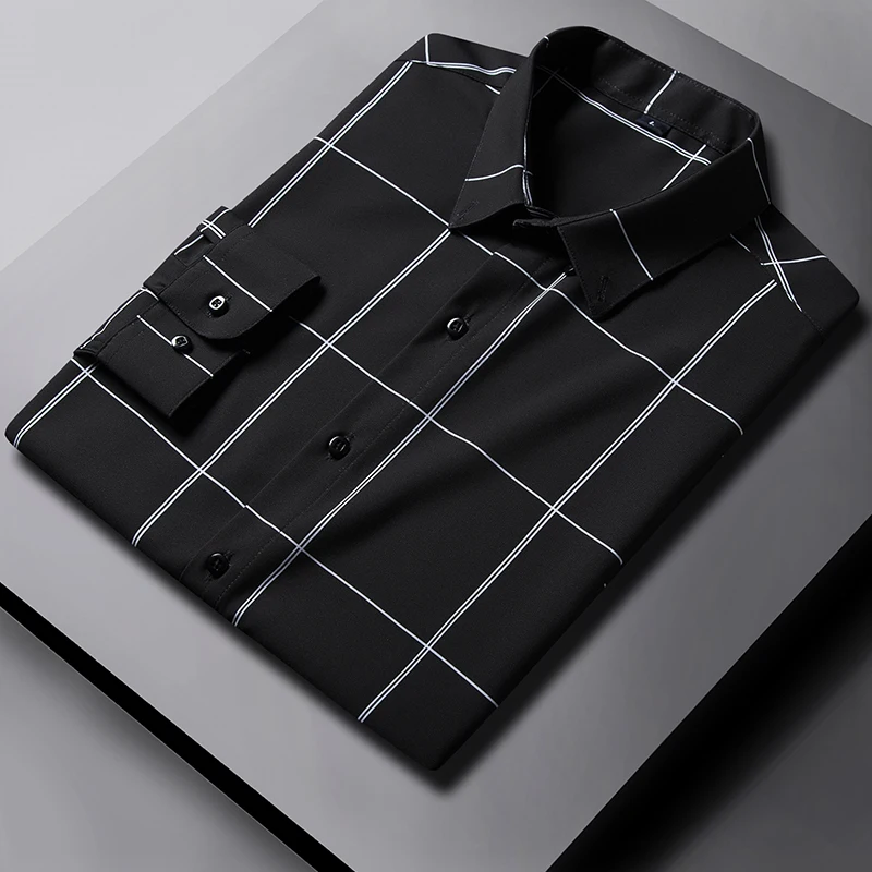 Men Autumn Spring Summer Winter Turn-down Collar Business Casual Striped Long Sleeve Shirt men clothing 2021