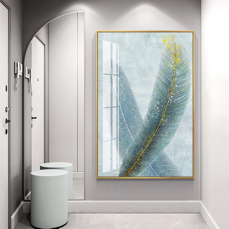 

Modern Golden Feathers Abstract Canvas Painting Wall Art Poster Print Picture Decorative Painting Living Room Home Decoration