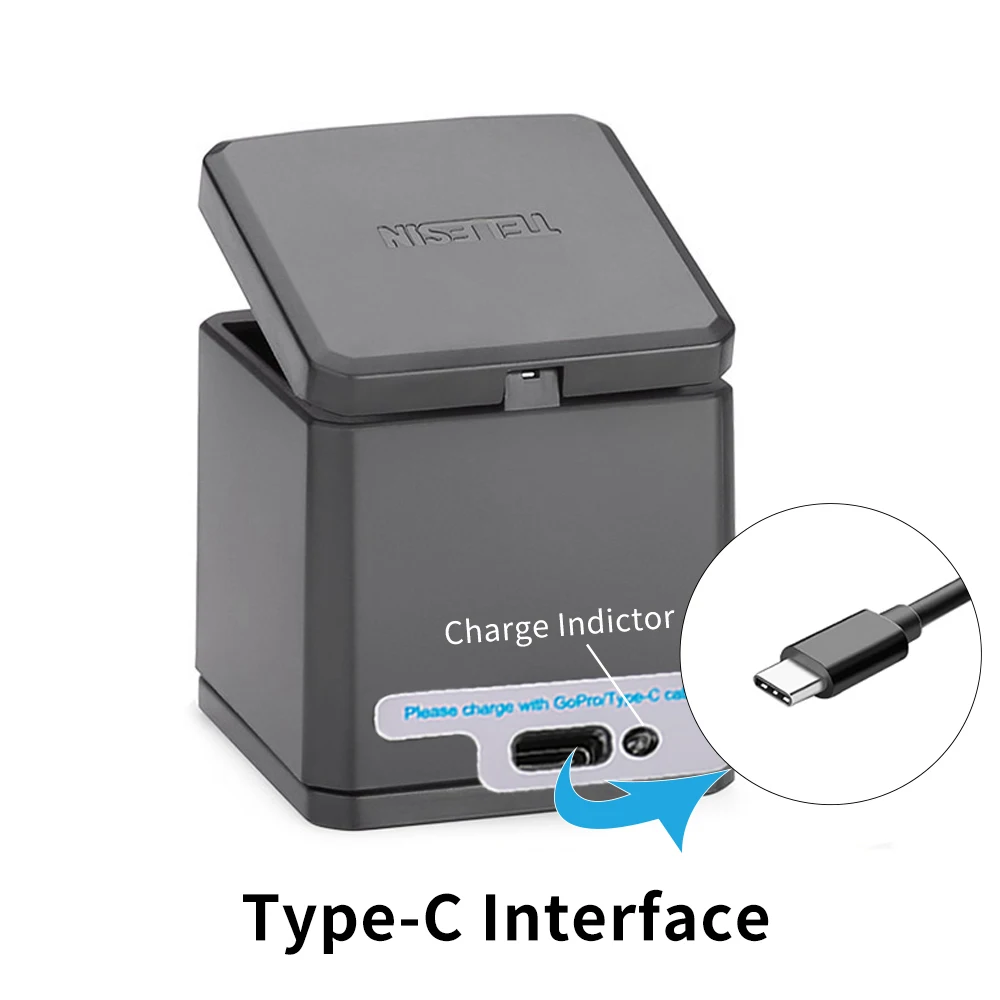 3 стороннее зарядное устройство Telesin аккумулятора Lion кабель USB C для Gopro hero 5 6 7 2018