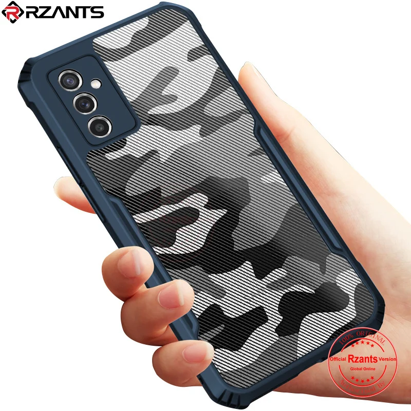 rzants for samsung galaxy m52 5g case hard camouflage cover tpu frame bumper half clear phone shell free global shipping