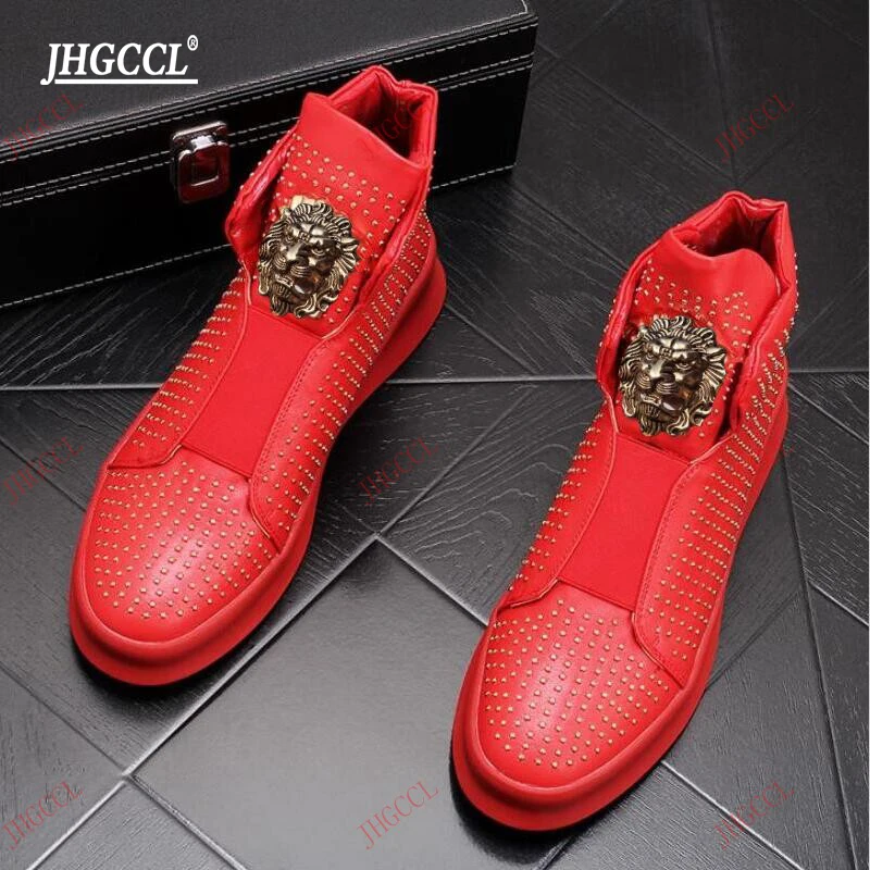 НОВЫЕ брендовые туфли с заклепками для мужчин кожаные лоферы мужские на толстой