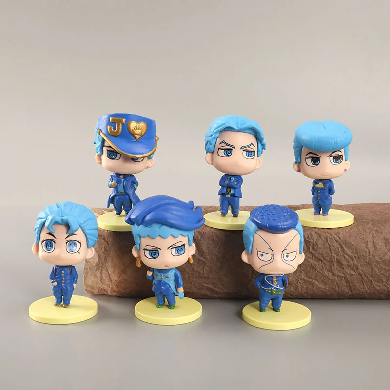 

6 Pcs/set Cartoon Anime Jojo Bizarre Adventure Golden Wind PVC Blue Model Giorno Giovanna Bruno Bucciarati Action Figure Toys