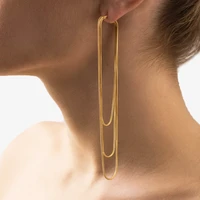 2021 new vintage gold color bar long thread tassel drop earrings for women glossy arc geometric korean earring fashion jewelry