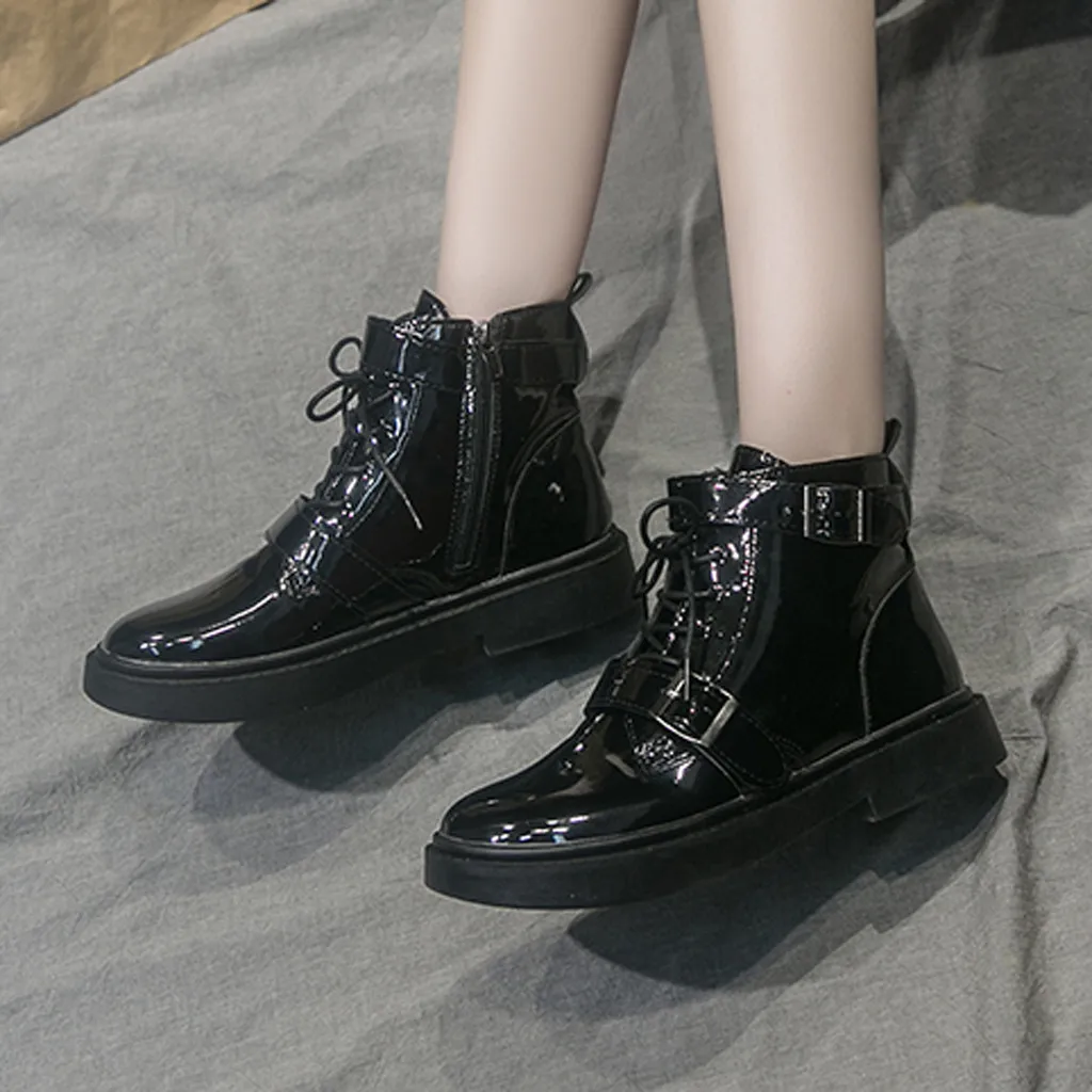 Ботинки в байкерском стиле женские осенние ботинки винтажном из