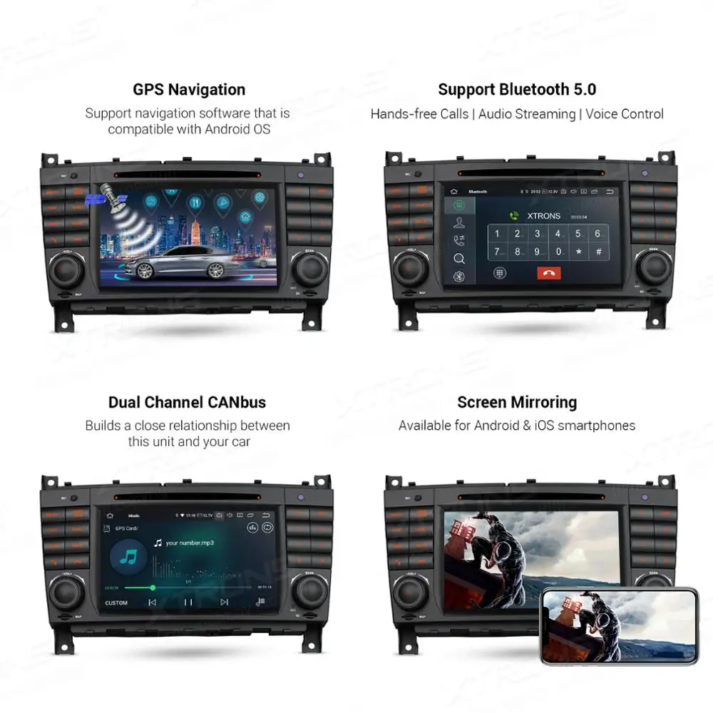 Автомобильный DVD плеер XTRONS 7 дюймов на Android 10 1 радио GPS для Mercedes Benz W209 W203 C180 C200 C220 C230