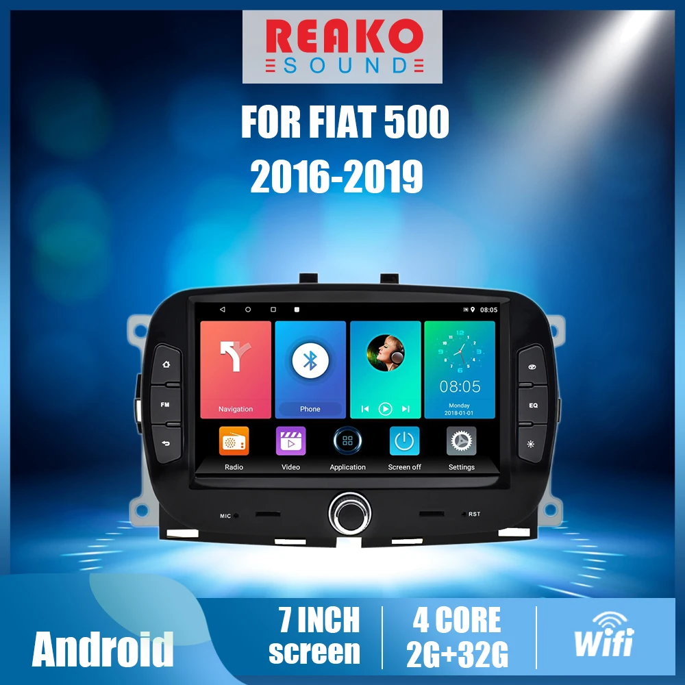 

REAKOSOUND 7" 2 Din Car For Fiat 500 Android 2016 2017 2018 2019 Multimedia Player Navigation GPS Auto Stereo FM Wifi Head Unit