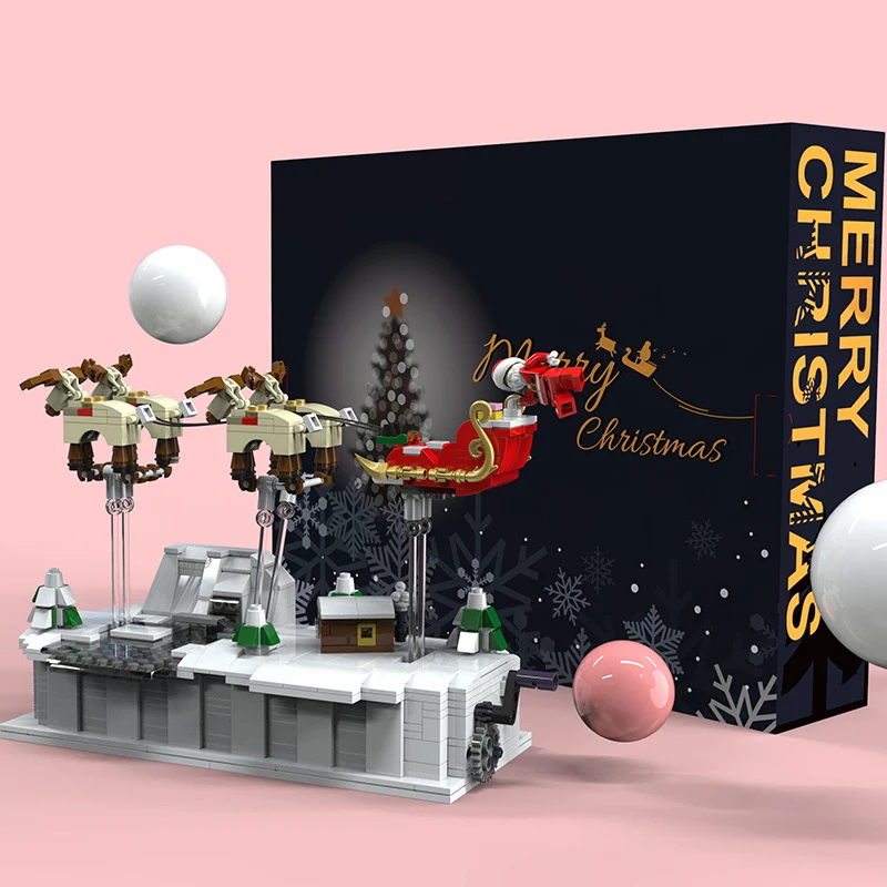 

Hots Puzzle Fly Elk Sleigh Christmas Eve Santa Claus Children Kids Toys Building Blocks 759Pcs Christmas Surprise Birthday Gifts