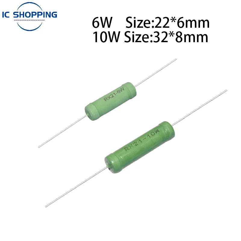

10PCS RX21 5W 6W 10W Wire Wound Resistance 5% 0.1~33K 3 4.7 10 22 27 47 100 120 180 200 220 270 330R 360 510 1K 10K 12K 15K Ohm