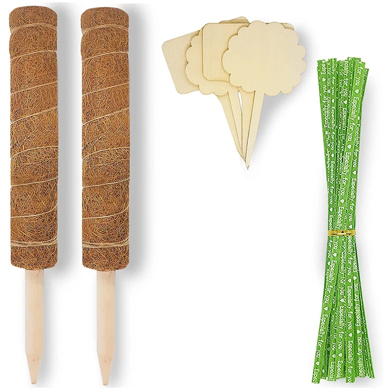 

Moss Pole Plant Support.26.6 Inch Moss Sticks For Indoor Plants Climbing.2 Coir Poles With 45 Twist Ties And 4 Tags