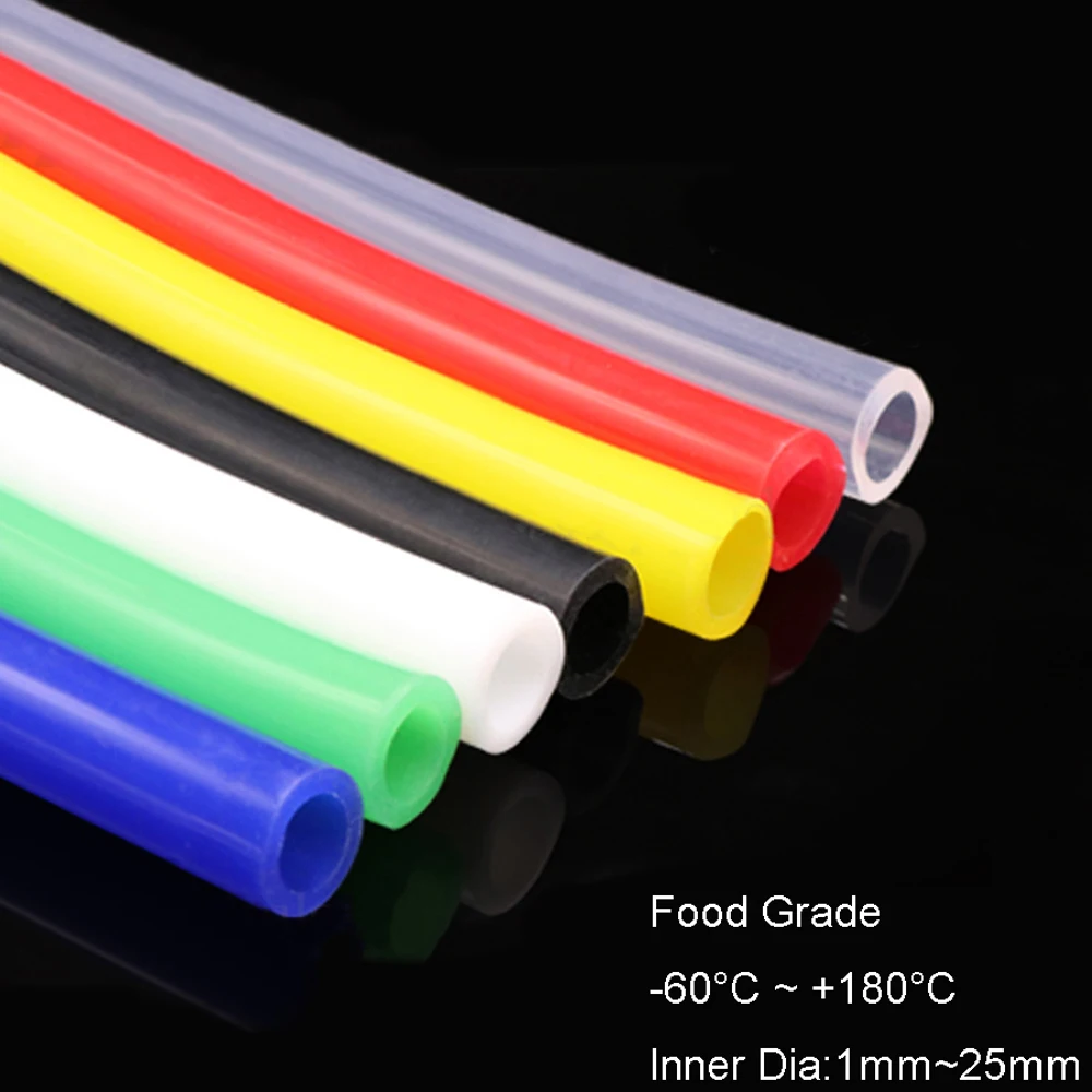 

1 Meter Food Grade Silicone Hose 1/2/3/4/5/6/7/8/10/12/14/16/20/25mm Inner Diameter Colorful Flexible High Temp Tube Pipe