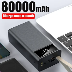 power bank 80000mah led 2 usb lanyard external battery flashlight fishing outdoor portable cell phone charger for iphone xiaomi free global shipping
