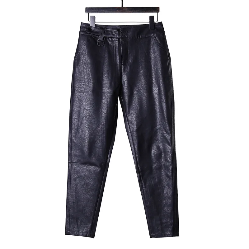 Мужские облегающие брюки Metrosexual кожаные с локомотивом костюмы для певиц зима 2019 |