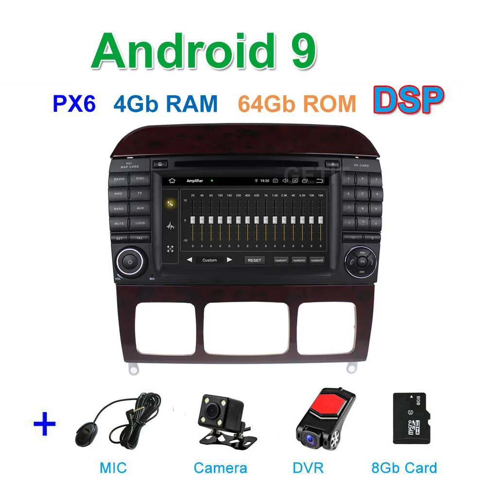 DSP PX6 CAM DVR SD DSP 64G PX6 Android 9 Автомобильный DVD стерео радиоплеер gps для Mercedes Benz S Class W215 W220 S320 S400 S420 S430 S280 S350 - Цвет: DSP PX6 CAM DVR SD